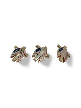 Enamel American USA Flag Cross Lapel Pin Set of 3 Christian Patriot